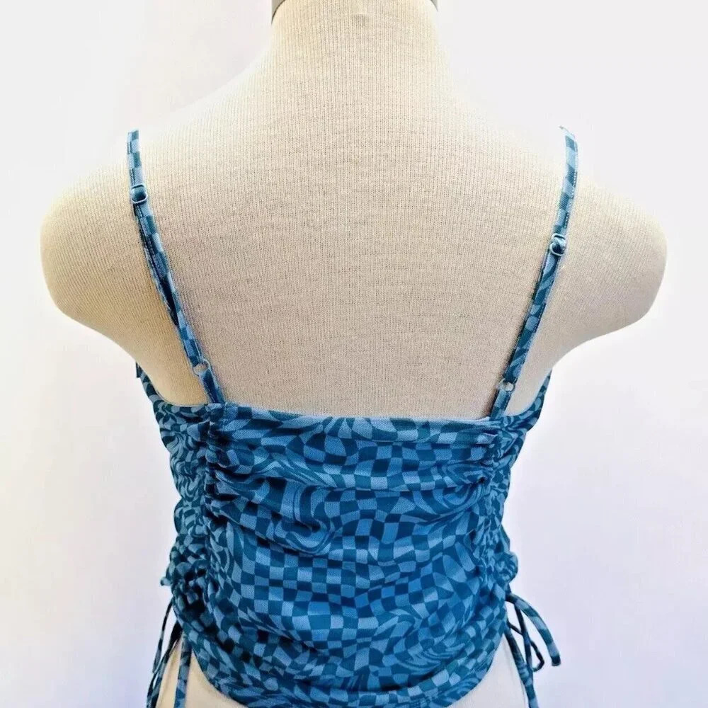 NWT SO GOODS FOR LIFE Juniors Sleeveless Straps Pullover Cropped Blue Top Large - Picture 10 of 10
